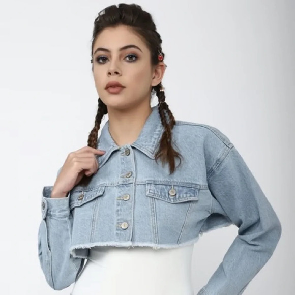 Forever 21 Cropped Denim Jacket  Womens Size XS - Picture 1 of 7